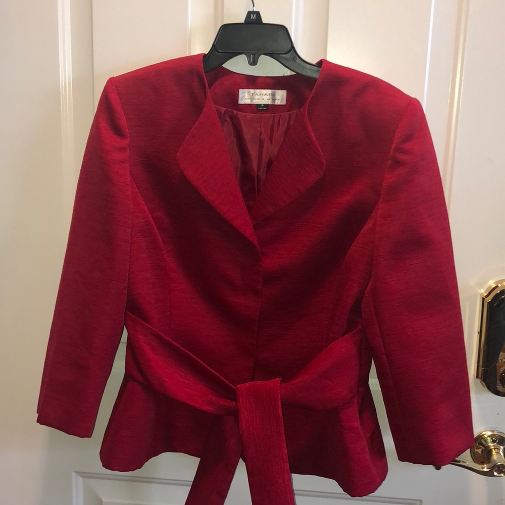 Tahari Arthur S Levine Red Jacket Size 14